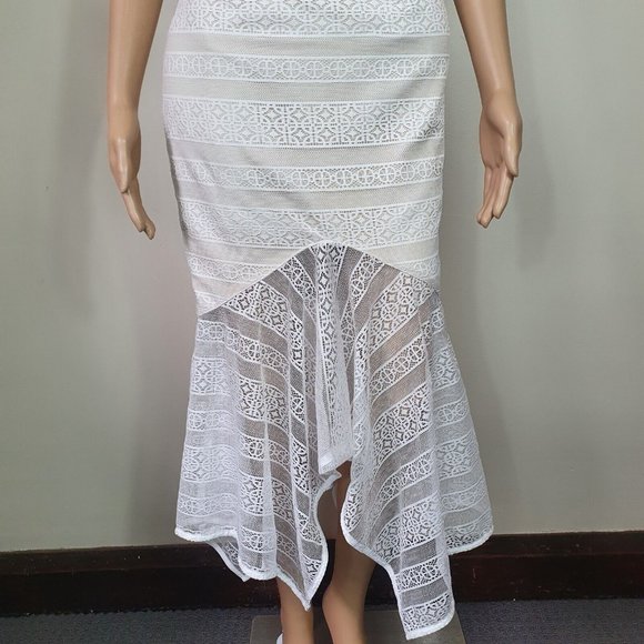 Shona Joy Sze 8 Lace Dress cocktail white tie back open races AS NEW b - Picture 5 of 8